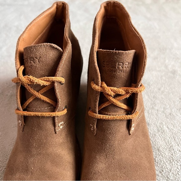 Sperry Top-Sider Stella Prow Lace-Up Wedge Chukka Ankle Boot Suede Leather Taupe - Picture 12 of 17